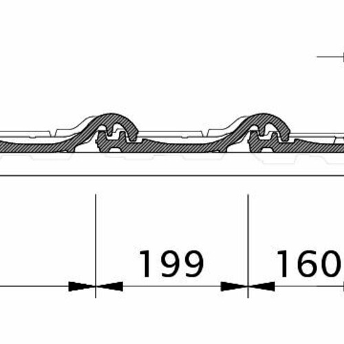 Zeichnung HARMONIE Ortgangziegel rechts mit Ortgangbrett OBR