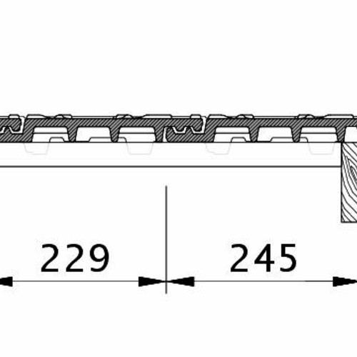 Zeichnung MIKADO Ortgang rechts mit Ortgangblech und Flächenziegel OFR