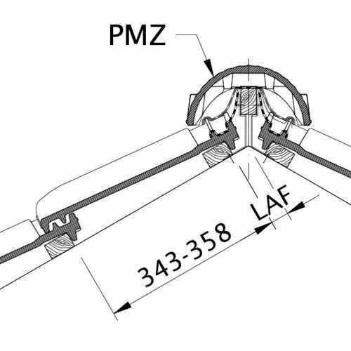 Zeichnung MZ3 Lattenabstand zum Firstschnittpunkt, Firstlattenabstand LAF