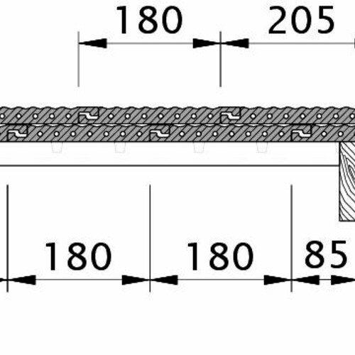 Zeichnung PROFIL Ortgang rechts mit Ortgangblech und Flächenziegel OFR
