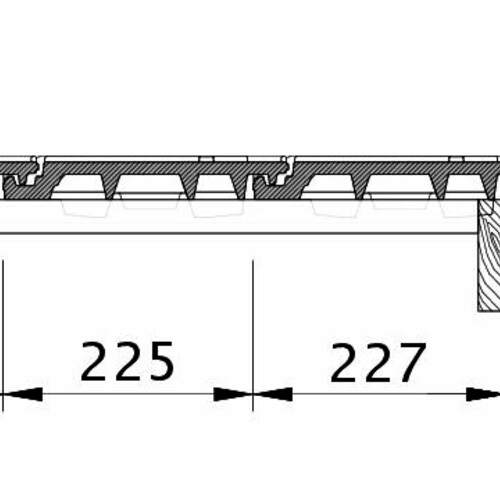 Zeichnung DOMINO Ortgang rechts mit Ortgangblech und Flächenziegel OFR