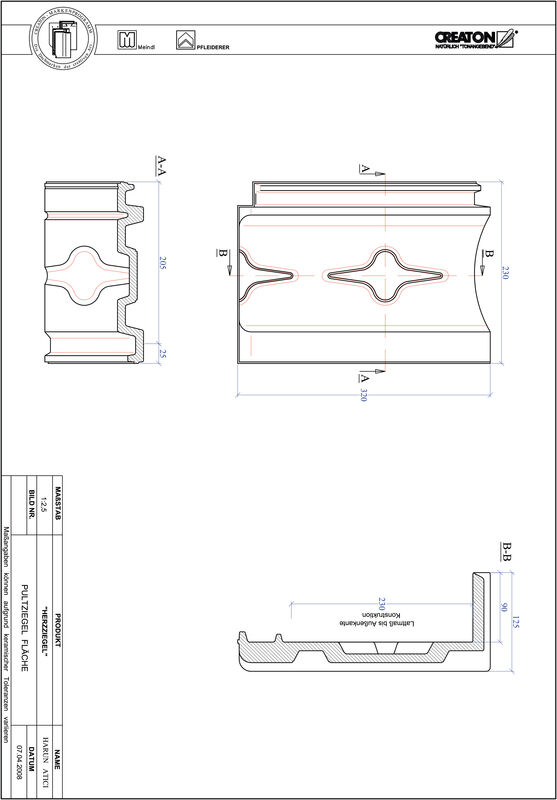Produkt CAD-Datei HERZZIEGEL Pultziegel Fläche PULTFLA