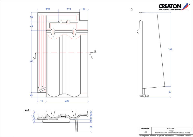 Produkt CAD-Datei RATIO Firstanschlusslüfter Ortgang rechts FALOGR