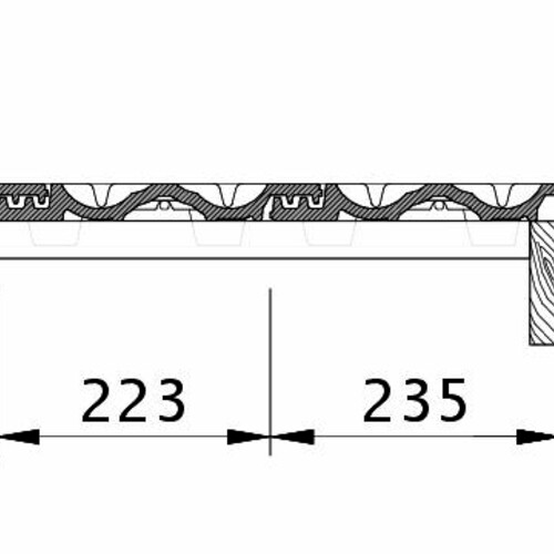 Zeichnung RATIO Ortgang rechts mit Ortgangblech und Flächenziegel OFR