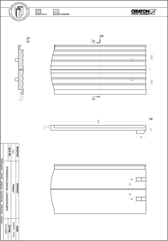 Produkt CAD-Datei PROFIL Segmentschnitt STRANGFALZ-GEWELLT-LH