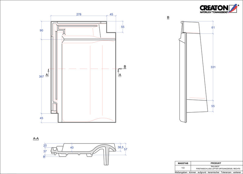 Produkt CAD-Datei BALANCE Firstanschlusslüfter Ortgang rechts FALOGR