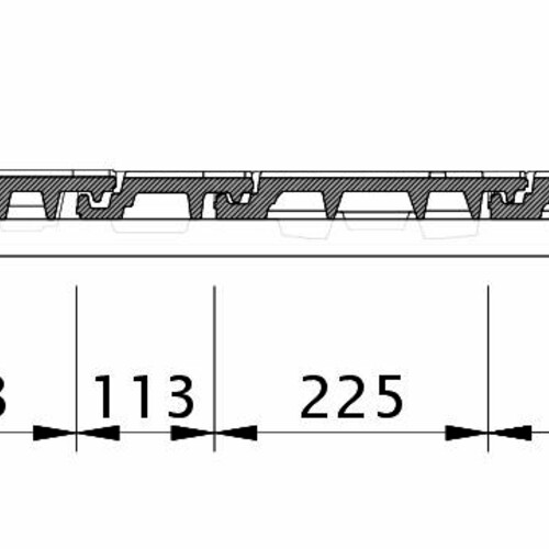 Zeichnung DOMINO Ortgang links mit Ortgangblech und Doppelwulst ODL